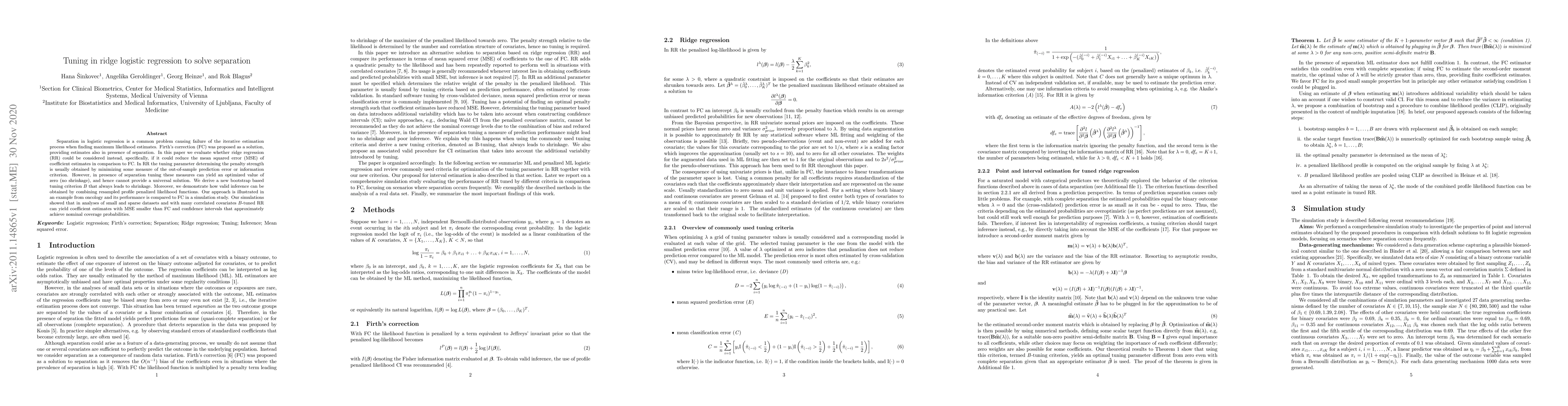 Thumbnail for Tuning in ridge logistic regression to solve separation
