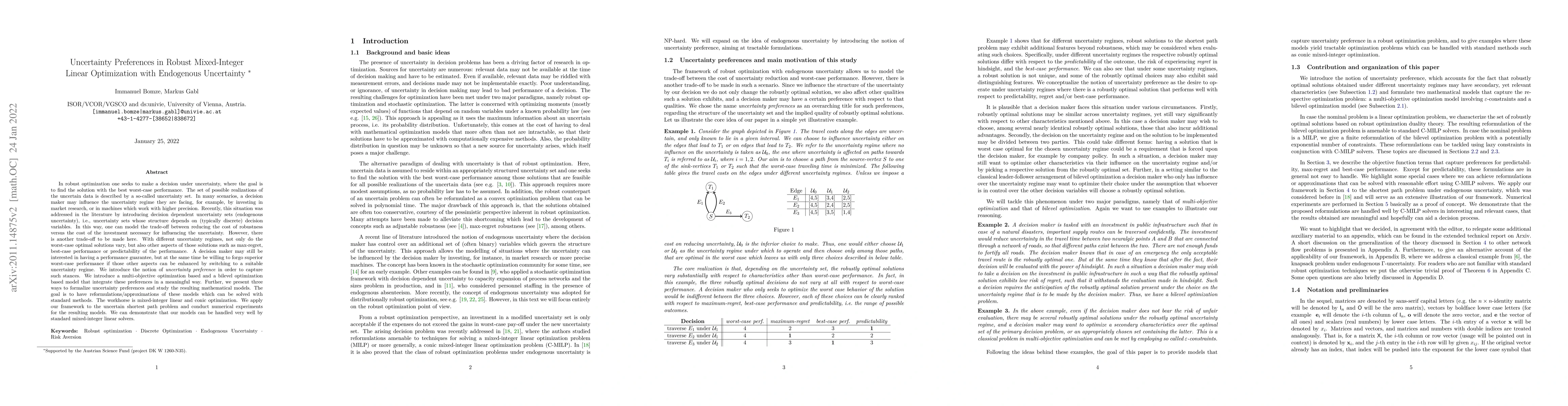 Thumbnail for Uncertainty Preferences in Robust Mixed-Integer Linear Optimization with
  Endogenous Uncertainty