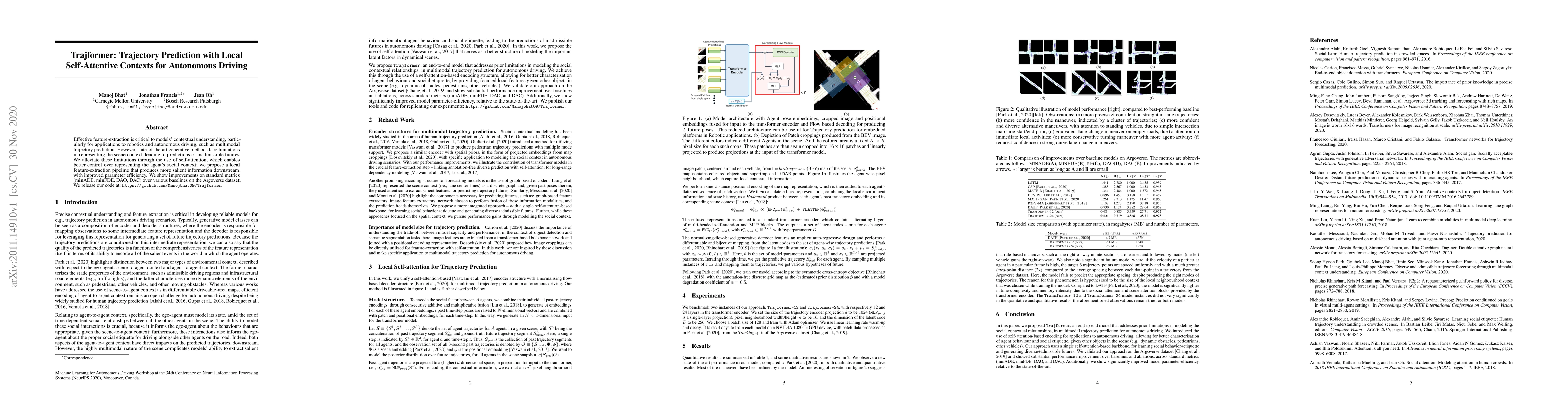 Thumbnail for Trajformer: Trajectory Prediction with Local Self-Attentive Contexts for
  Autonomous Driving