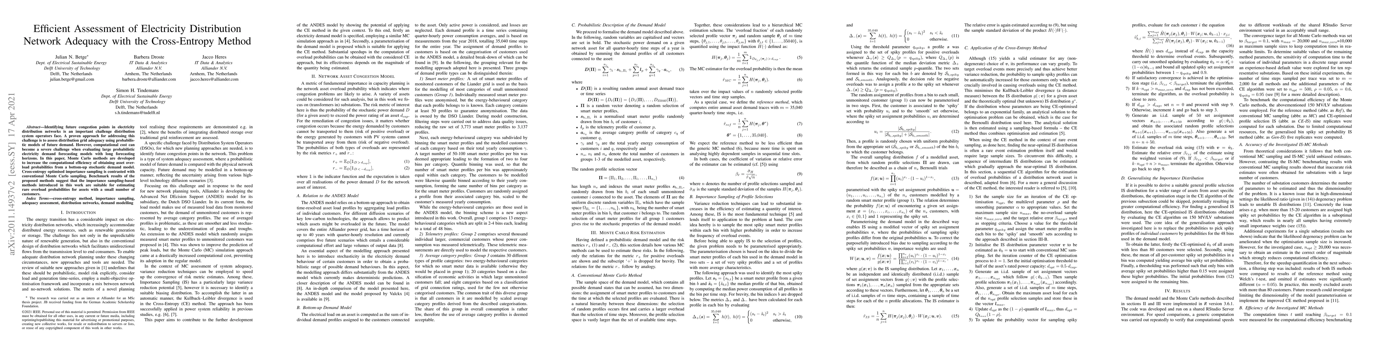 Thumbnail for Efficient Assessment of Electricity Distribution Network Adequacy with
  the Cross-Entropy Method