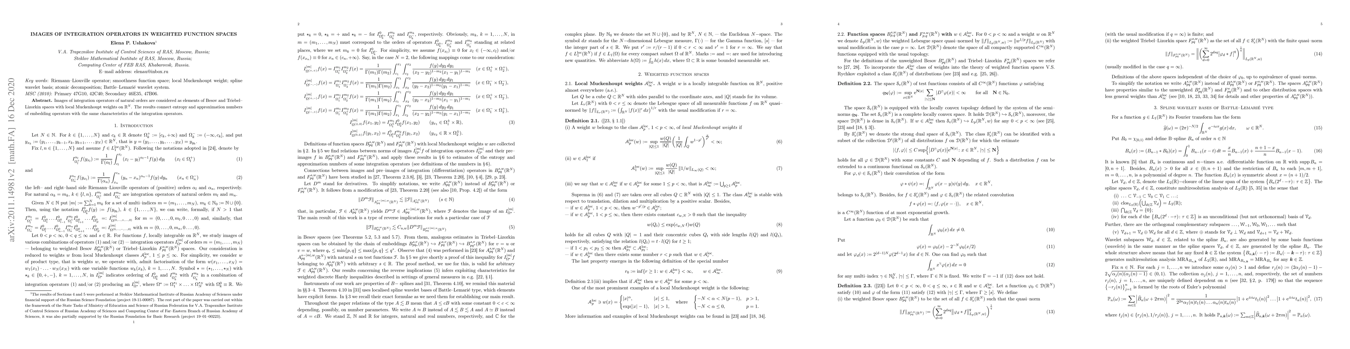 Thumbnail for Images of integration operators in weighted function spaces