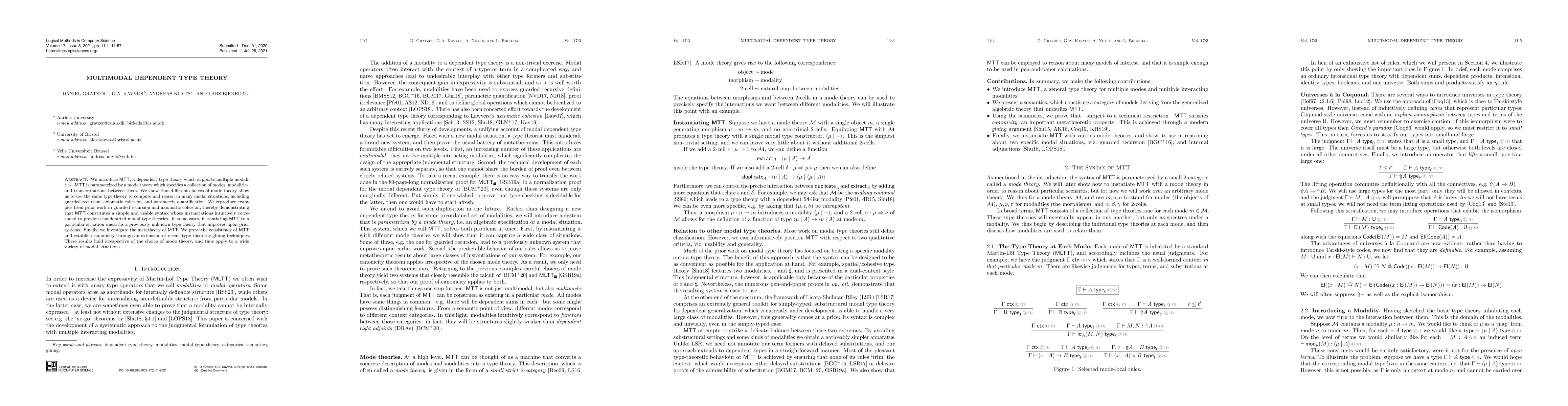 Thumbnail for Multimodal Dependent Type Theory