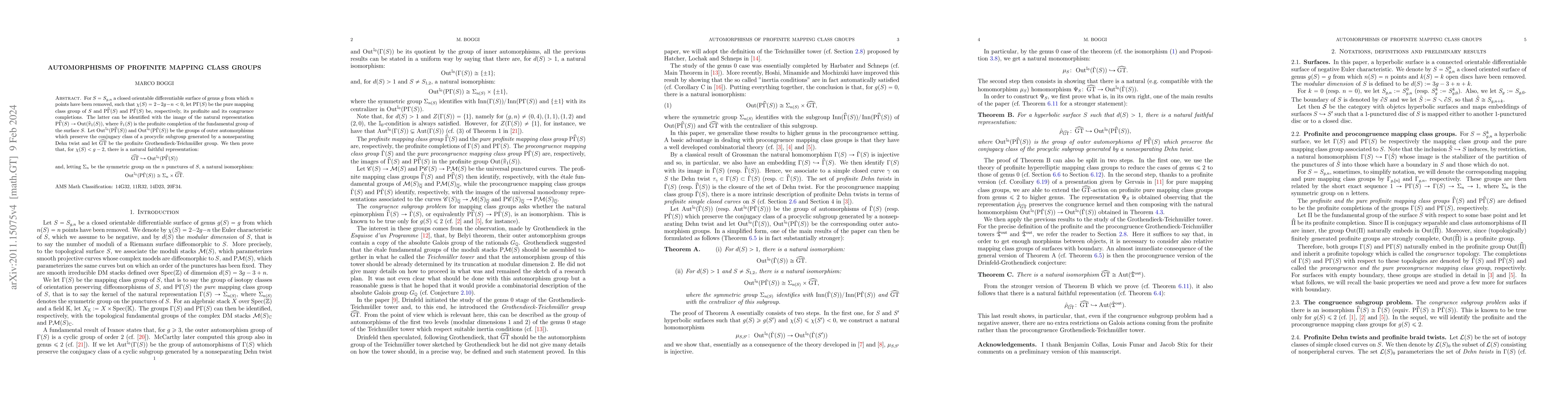 Thumbnail for Automorphisms of profinite mapping class groups