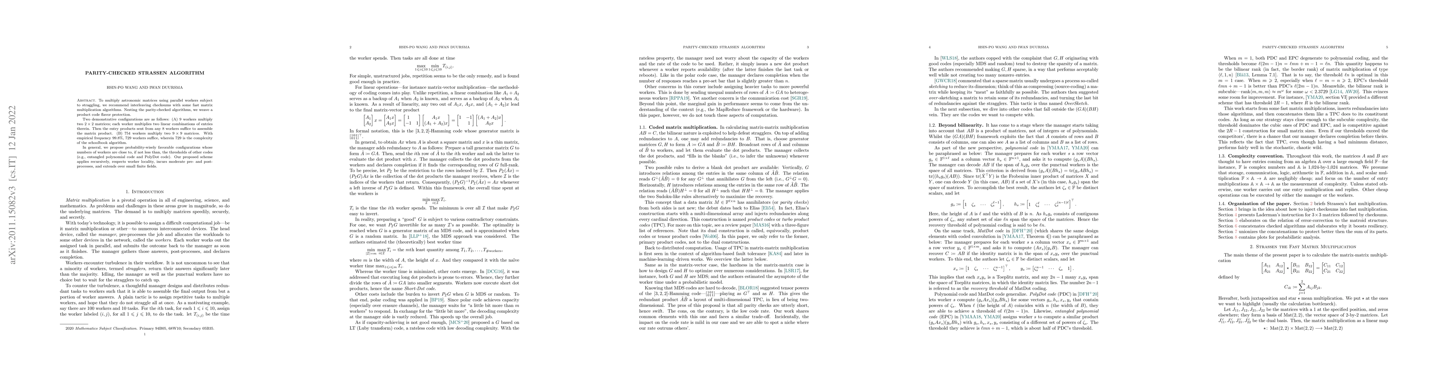 Thumbnail for Parity-Checked Strassen Algorithm