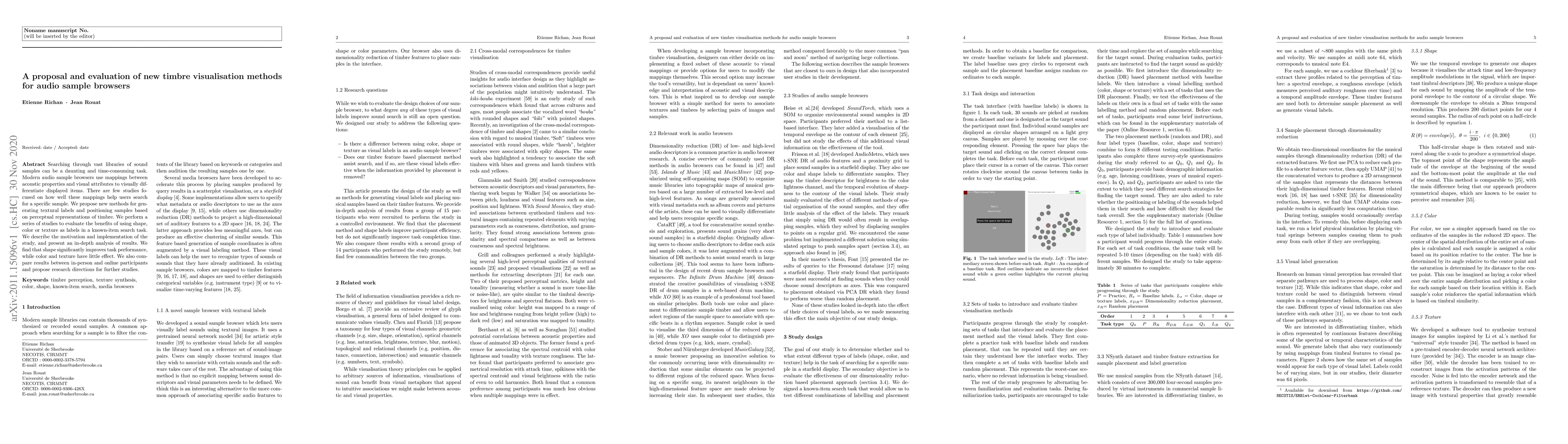 Thumbnail for A proposal and evaluation of new timbre visualisation methods for audio
  sample browsers