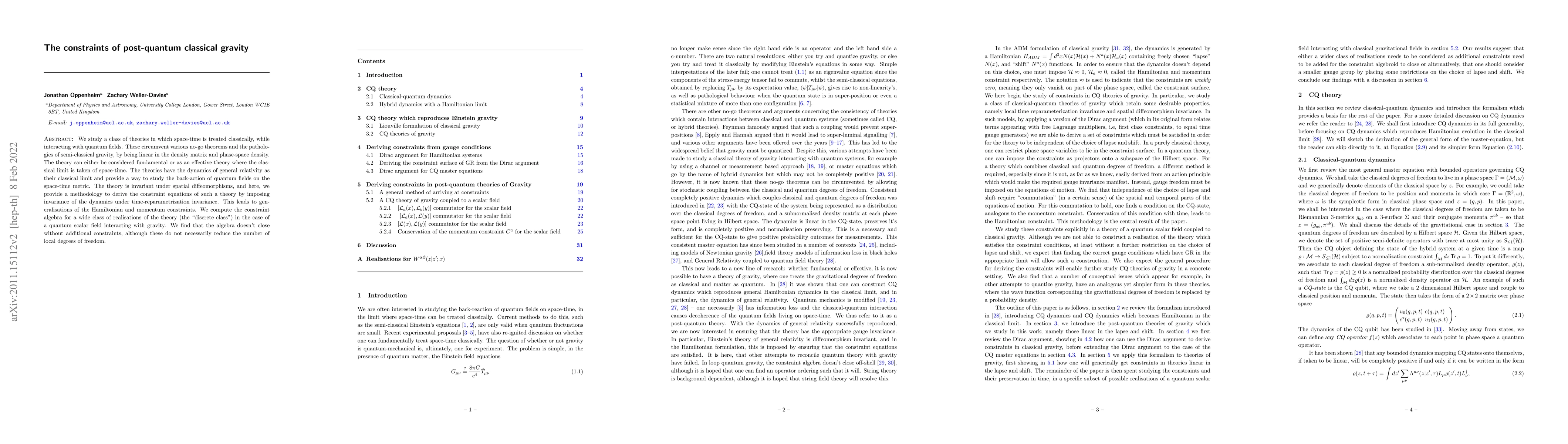 Thumbnail for The constraints of post-quantum classical gravity