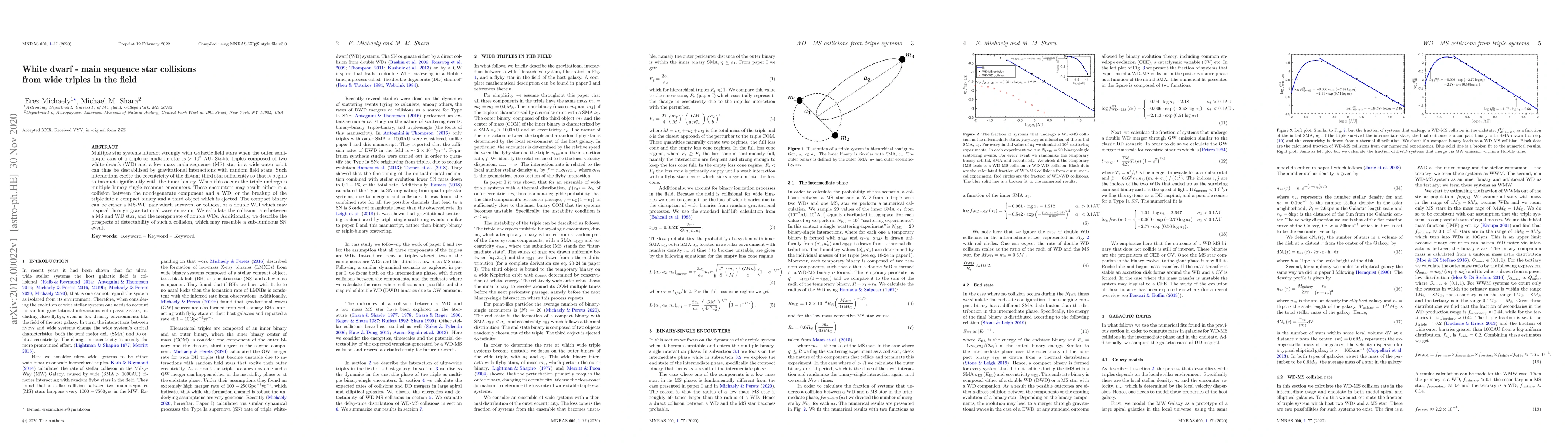 Thumbnail for White dwarf - main sequence star collisions from wide triples in the
  field
