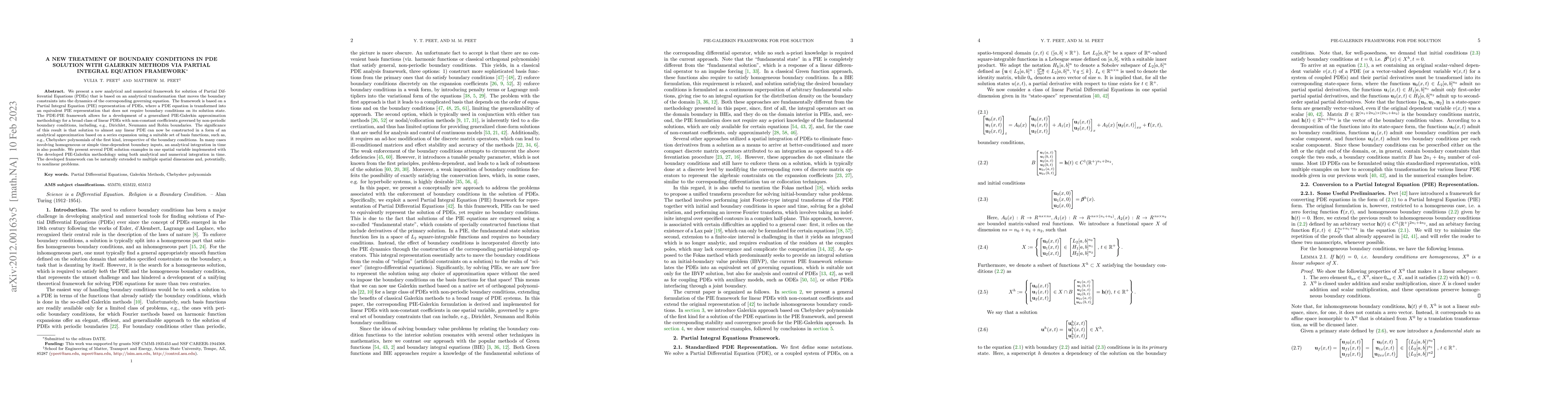 Thumbnail for A New Treatment of Boundary Conditions in PDE Solution with Galerkin
  Methods via Partial Integral Equation Framework