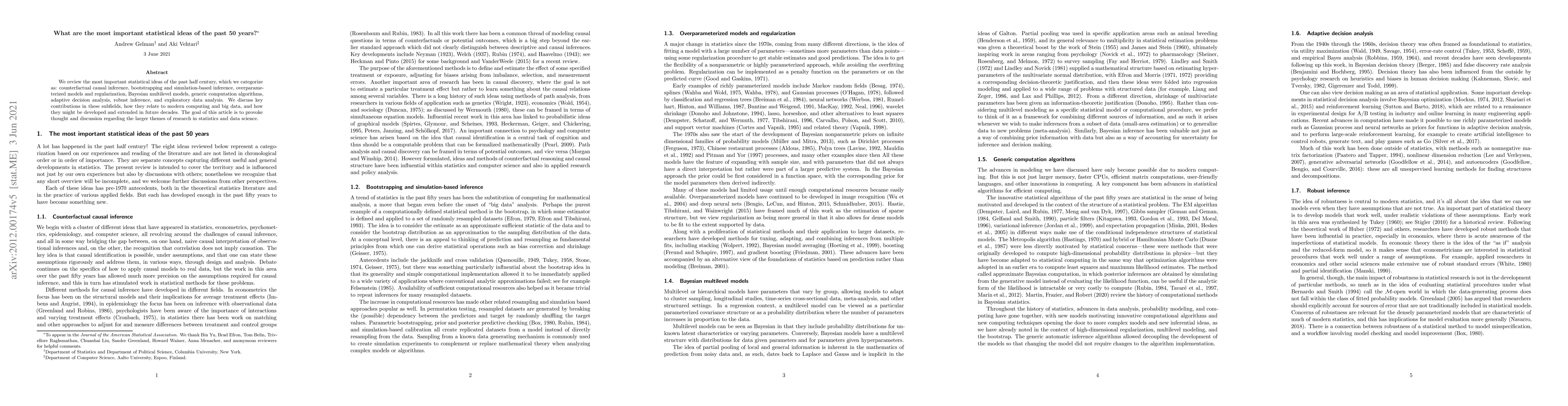 Thumbnail for What are the most important statistical ideas of the past 50 years?