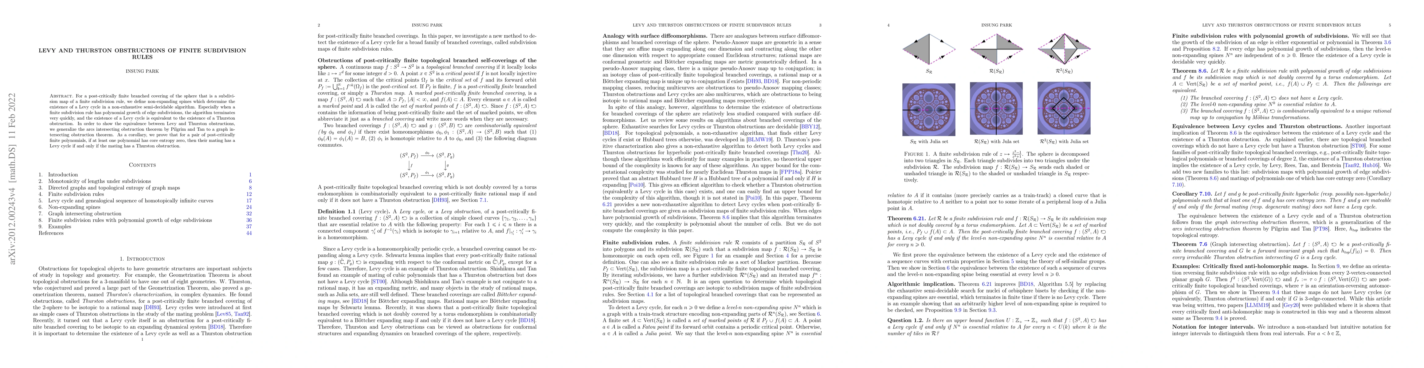 Thumbnail for Levy and Thurston obstructions of finite subdivision rules