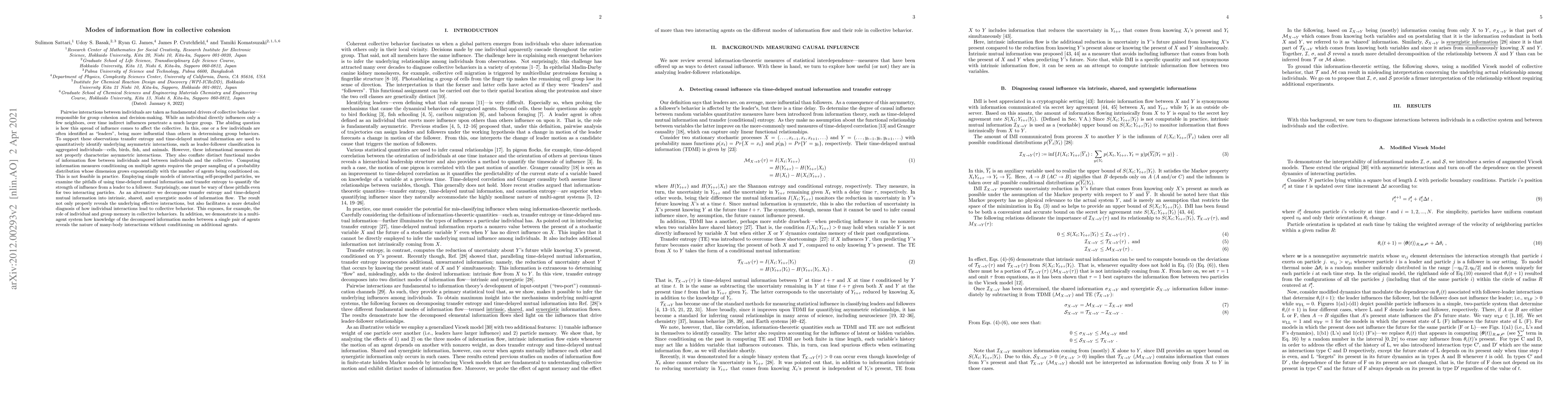 Thumbnail for Modes of Information Flow in Collective Cohesion