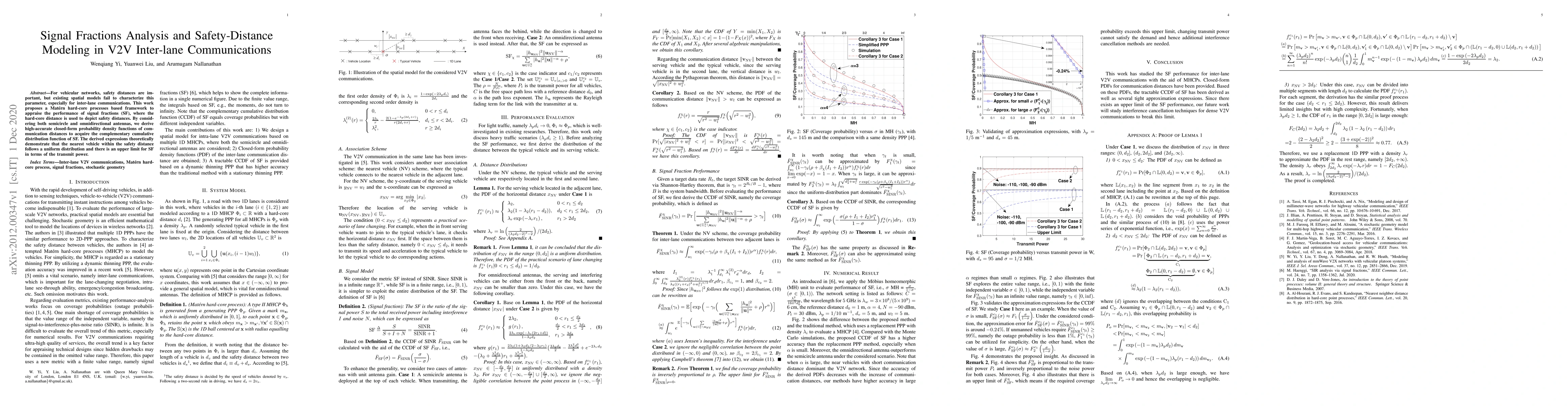Thumbnail for Signal Fractions Analysis and Safety-Distance Modeling in V2V Inter-lane
  Communications