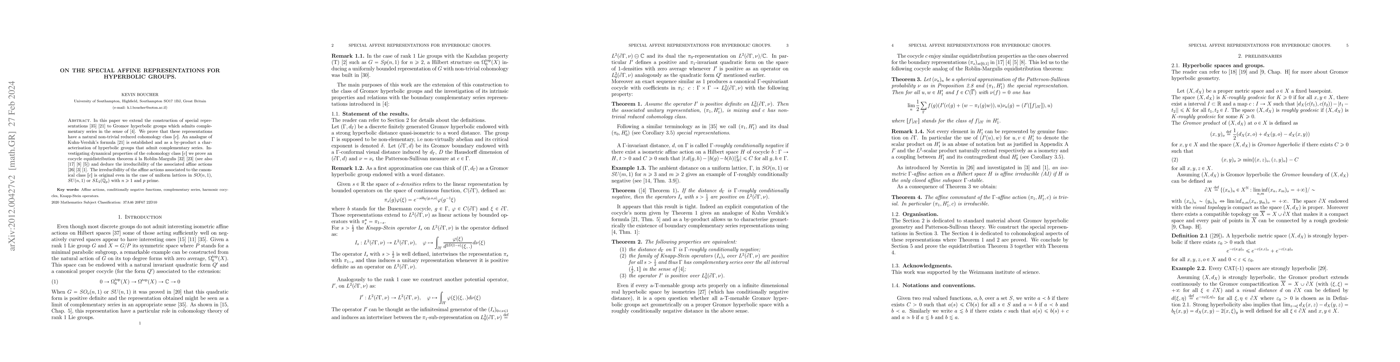 Thumbnail for Special affine representations for hyperbolic groups