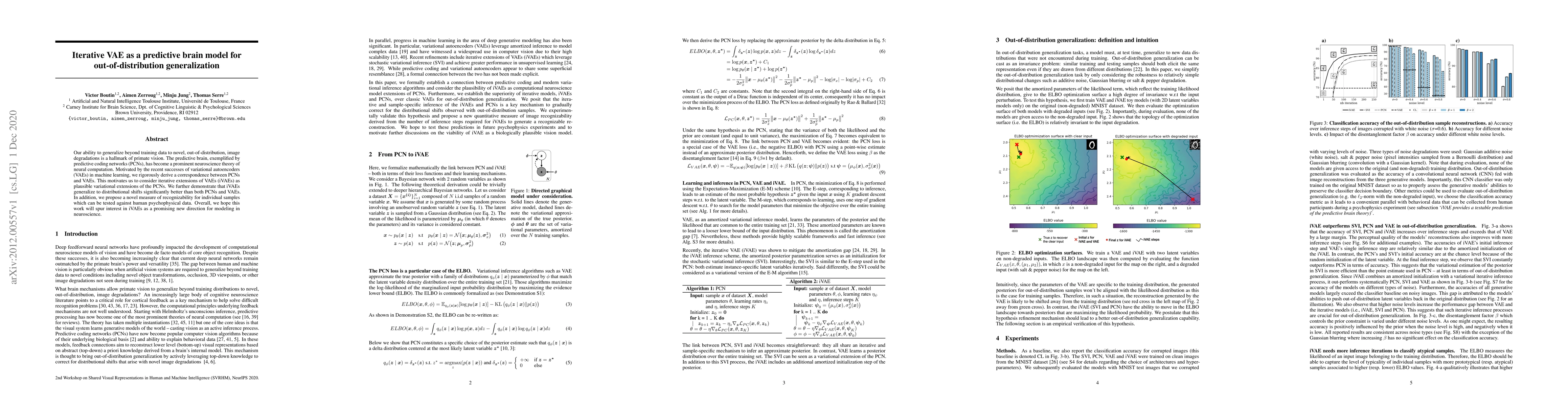 Thumbnail for Iterative VAE as a predictive brain model for out-of-distribution
  generalization