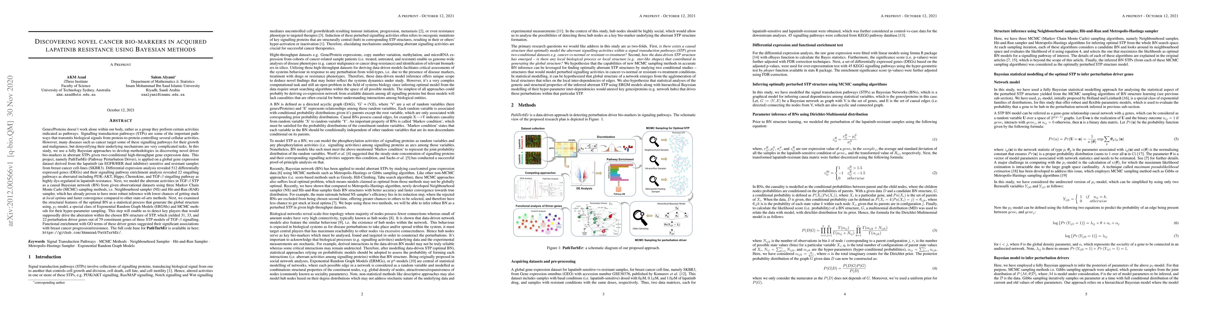 Thumbnail for Discovering novel cancer bio-markers in acquired lapatinib resistance
  using Bayesian methods