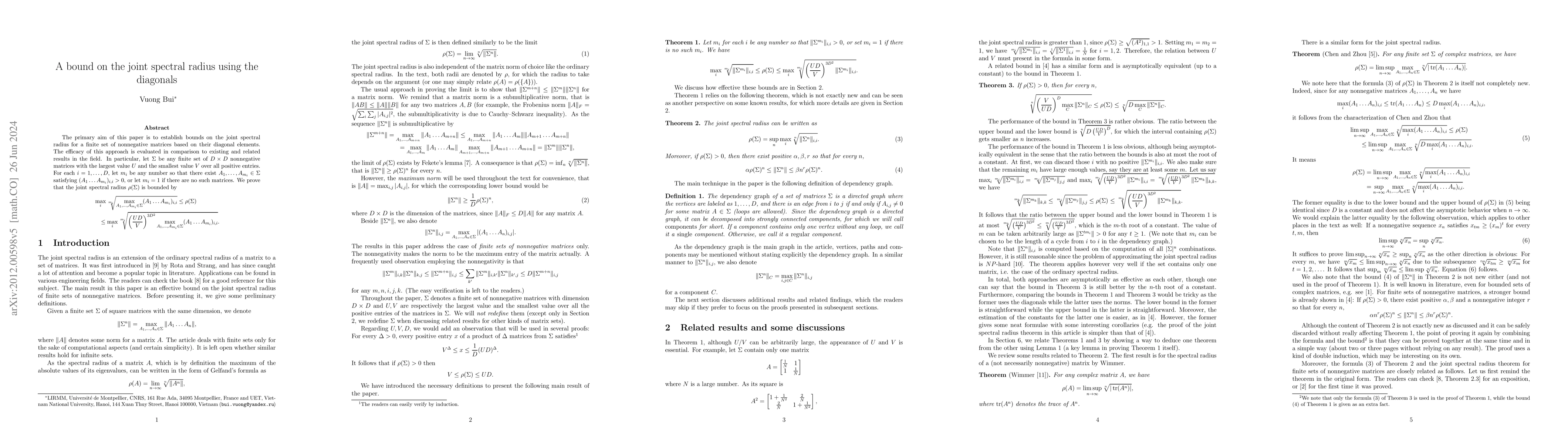 Thumbnail for A bound on the joint spectral radius using the diagonals