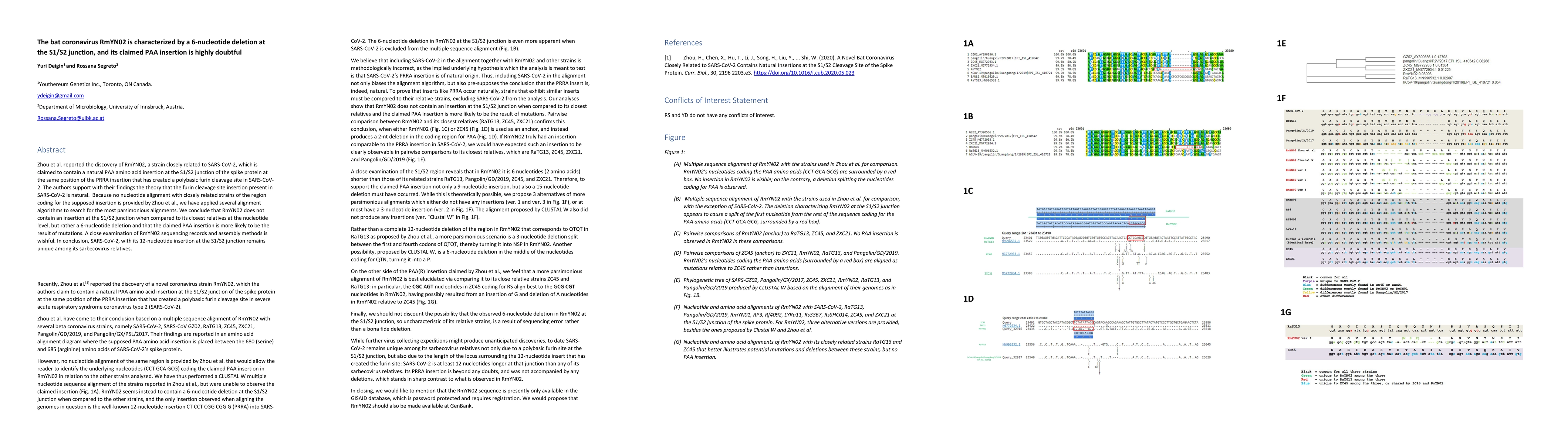Thumbnail for The bat coronavirus RmYN02 is characterized by a 6-nucleotide deletion
  at the S1/S2 junction, and its claimed PAA insertion is highly doubtful