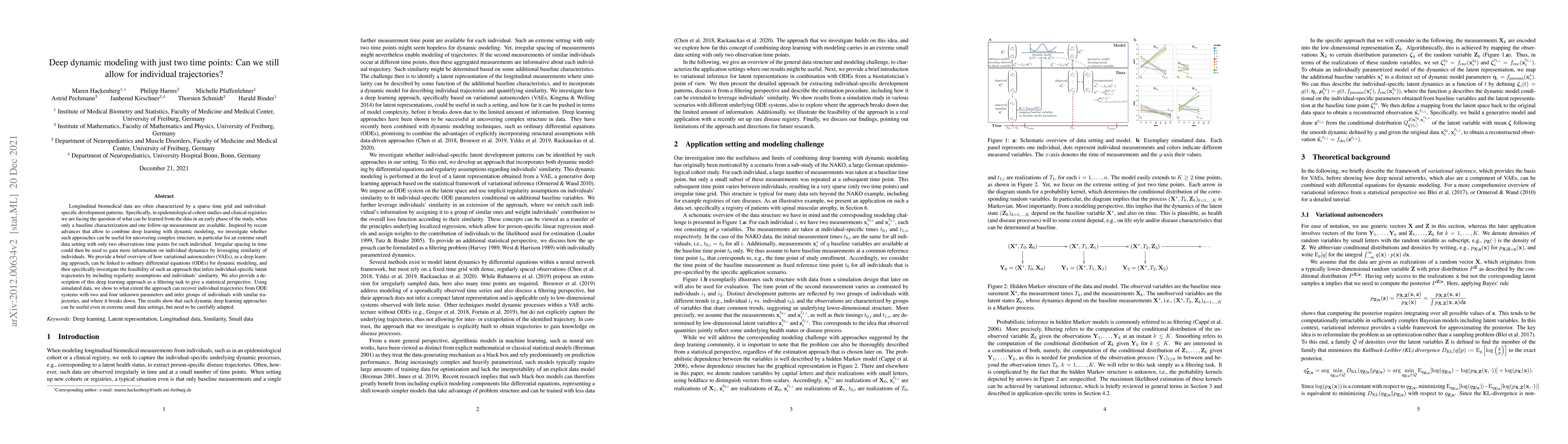Thumbnail for Deep dynamic modeling with just two time points: Can we still allow for
  individual trajectories?