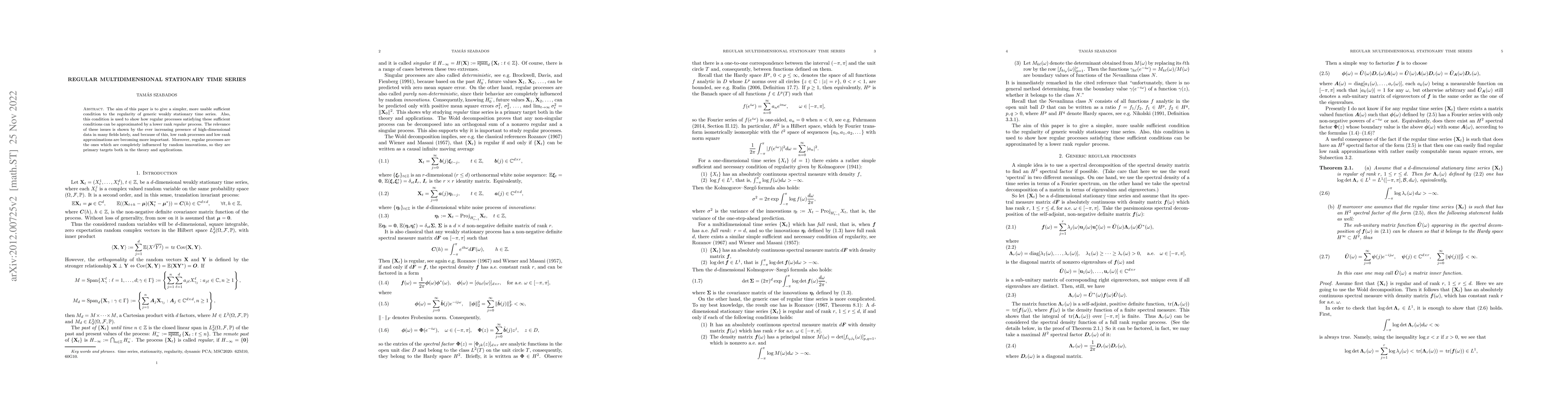 Thumbnail for Regular multidimensional stationary time series