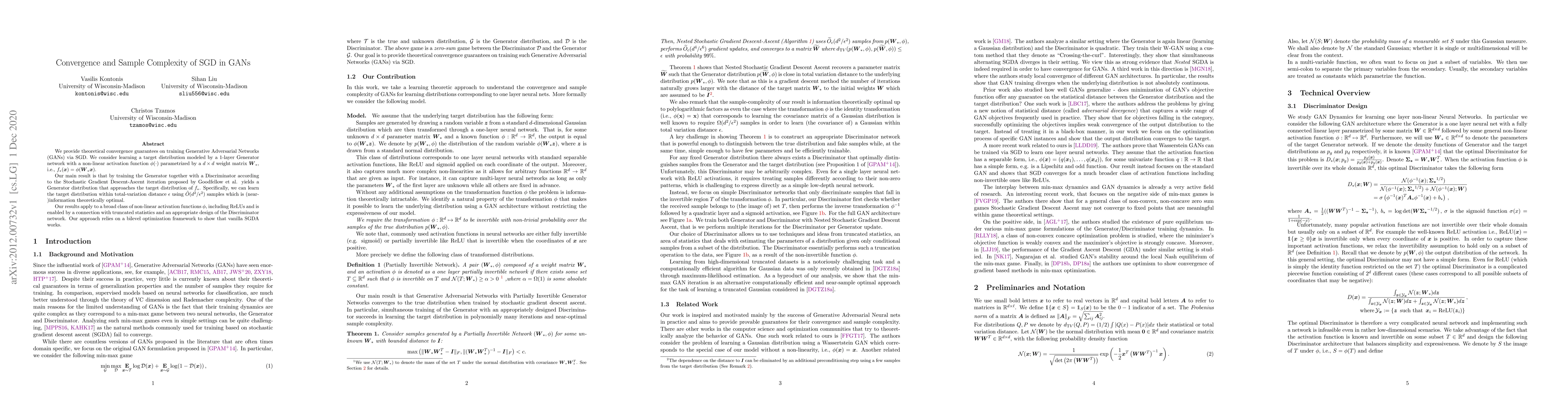 Thumbnail for Convergence and Sample Complexity of SGD in GANs