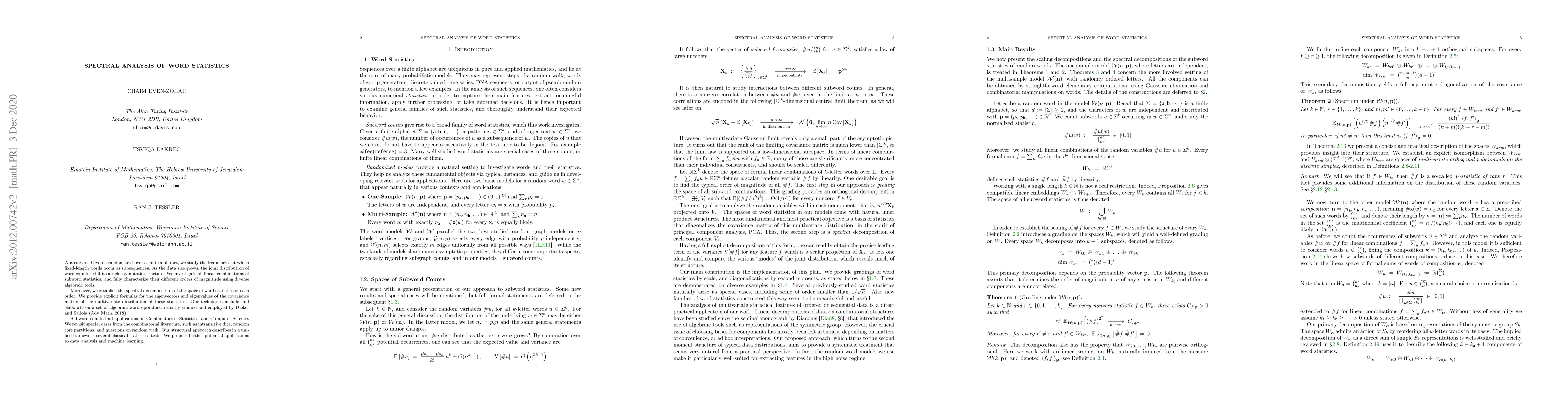 Thumbnail for Spectral Analysis of Word Statistics