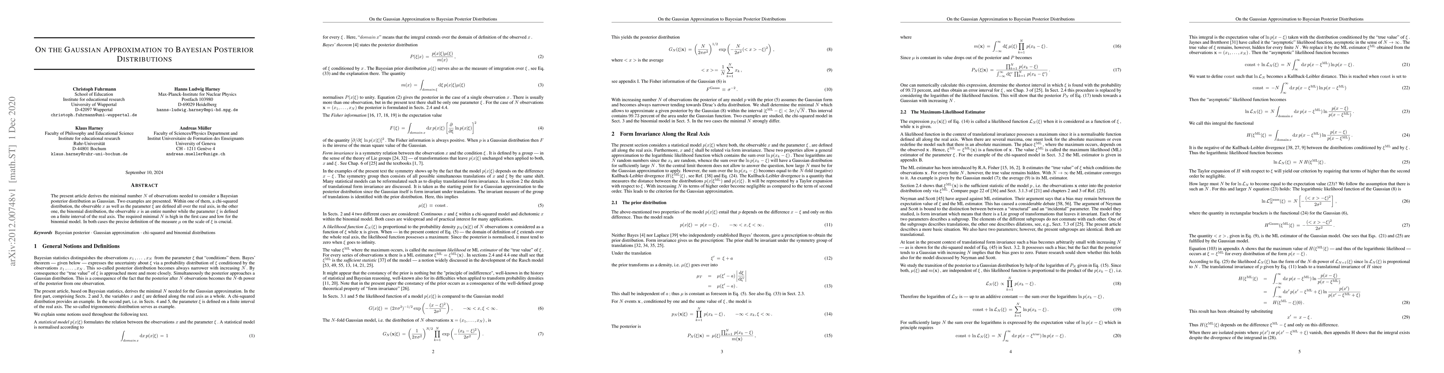 Thumbnail for On The Gaussian Approximation To Bayesian Posterior Distributions