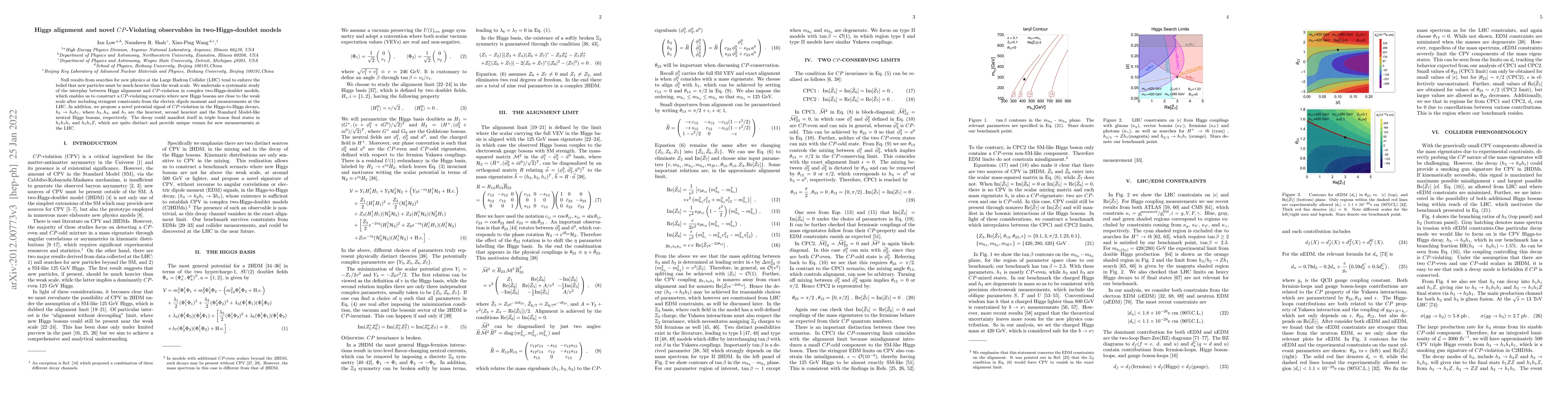 Thumbnail for Higgs alignment and novel $CP$-Violating observables in
  two-Higgs-doublet models