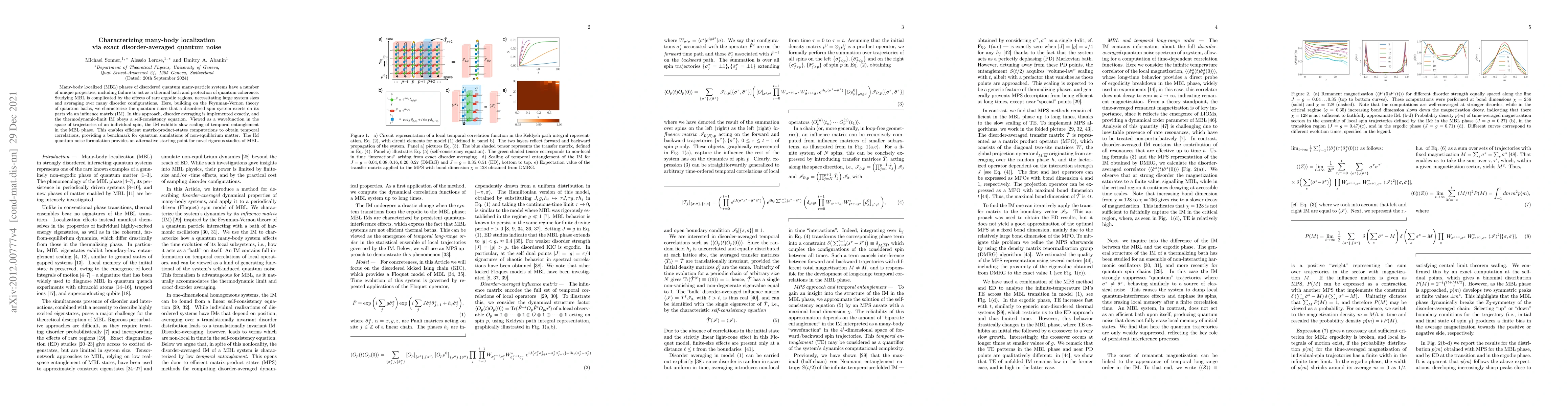 Thumbnail for Characterizing many-body localization via exact disorder-averaged
  quantum noise