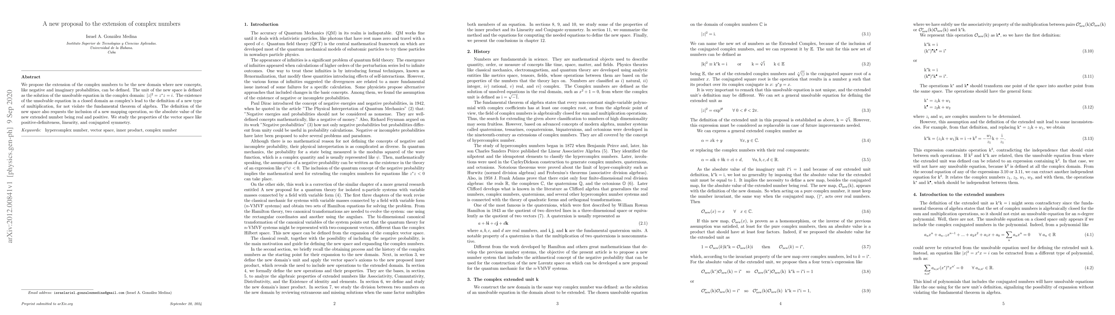 Thumbnail for A new proposal to the extension of complex numbers
