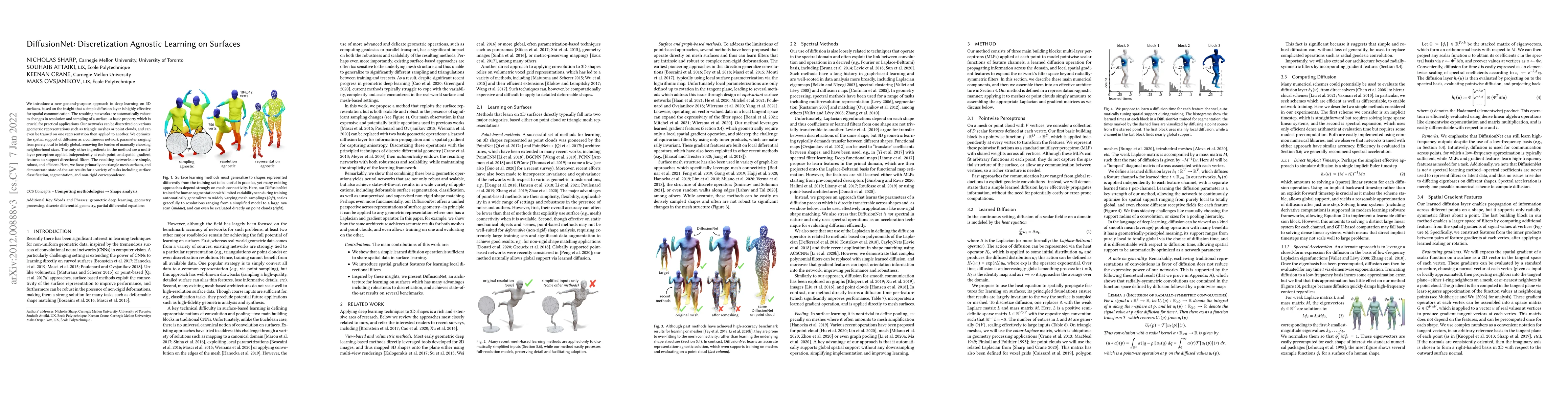 Thumbnail for DiffusionNet: Discretization Agnostic Learning on Surfaces