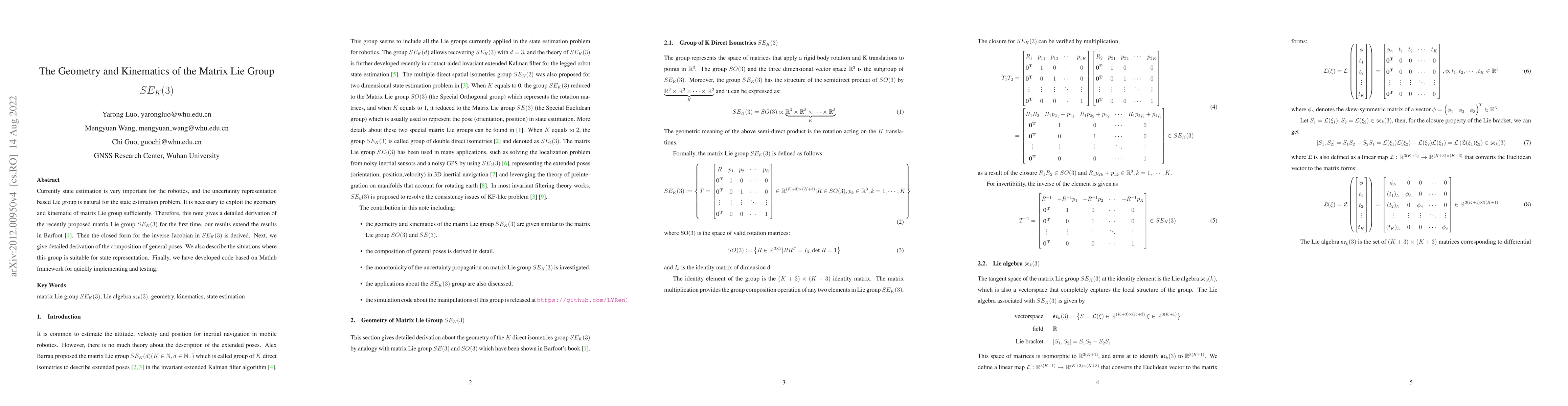 Thumbnail for The Geometry and Kinematics of the Matrix Lie Group $SE_K(3)$
