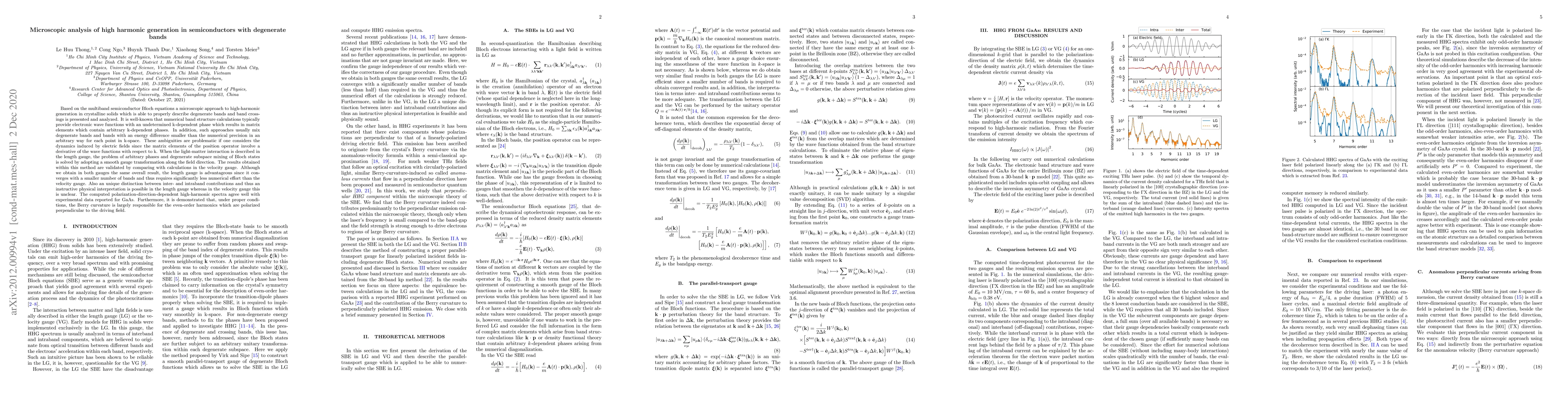 Thumbnail for Microscopic analysis of high harmonic generation in semiconductors with
  degenerate bands