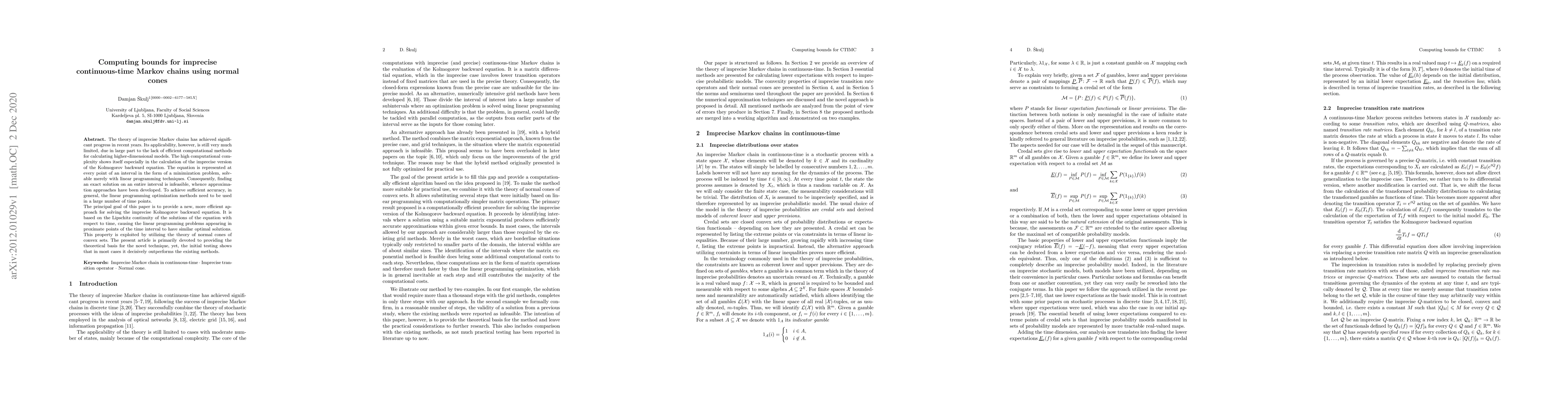 Thumbnail for Computing bounds for imprecise continuous-time Markov chains using
  normal cones