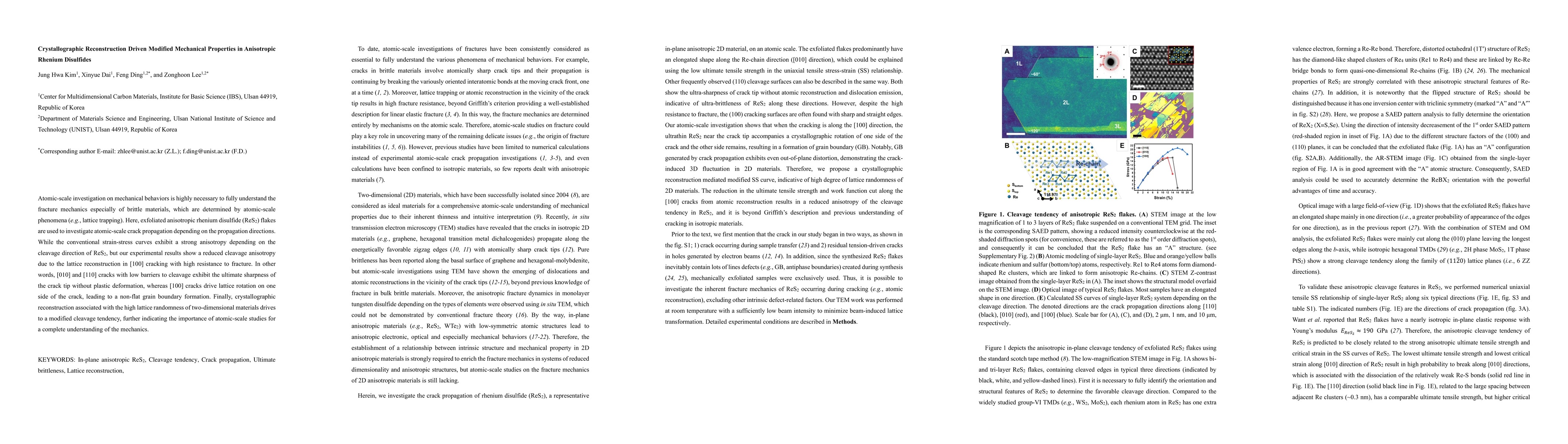 Thumbnail for Crystallographic Reconstruction Driven Modified Mechanical Properties in
  Anisotropic Rhenium Disulfides