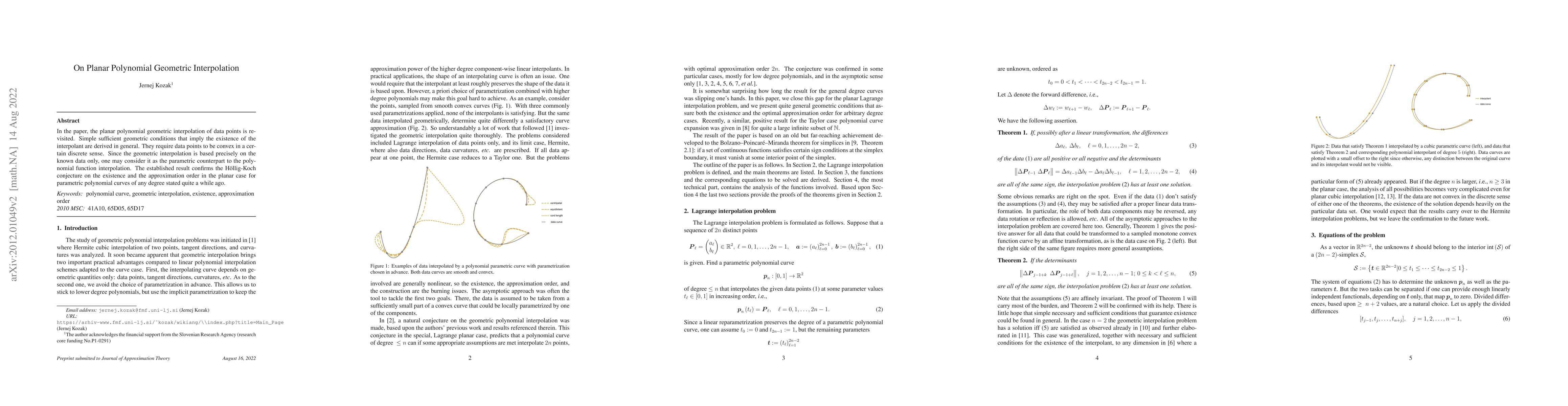 Thumbnail for On Planar Polynomial Geometric Interpolation