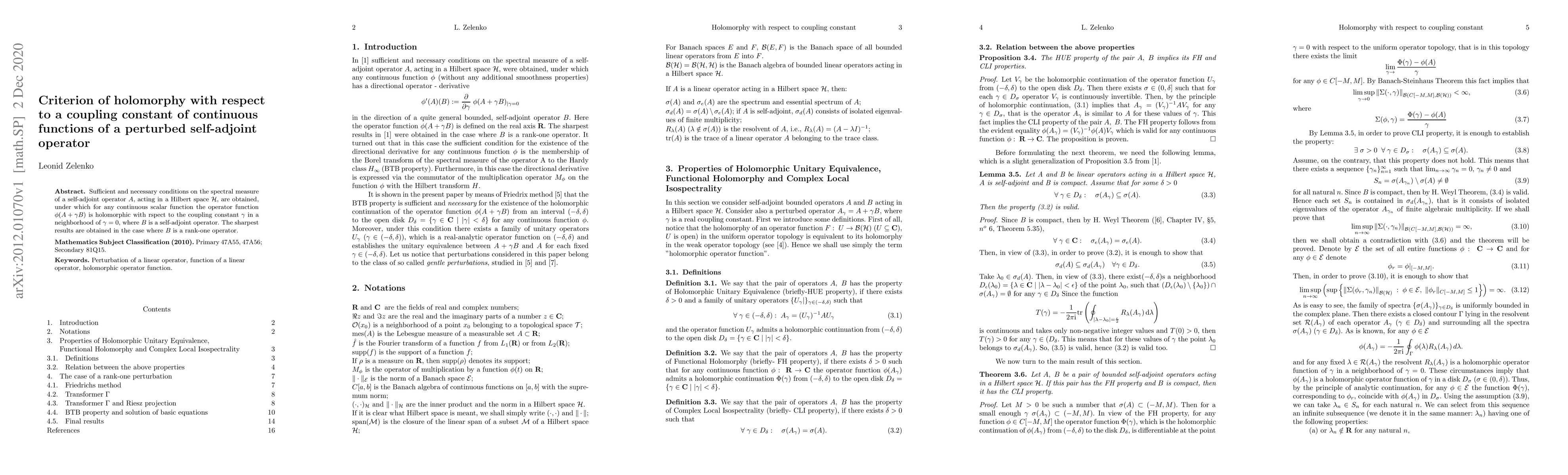 Thumbnail for Criterion of holomorphy with respect to a coupling constant of
  continuous functions of a perturbed self-adjoint operator