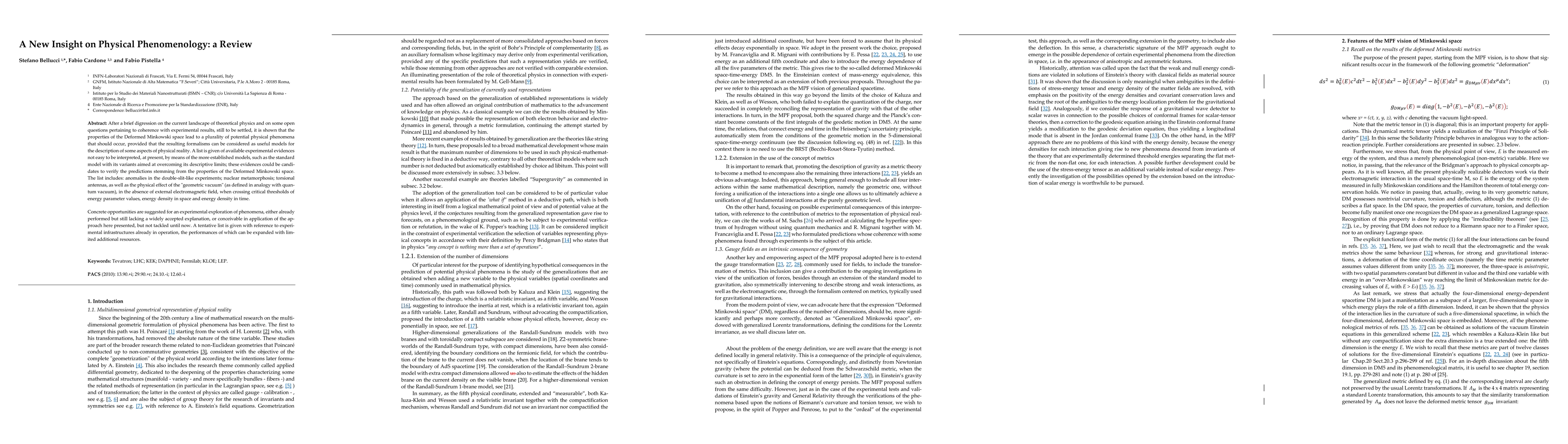 Thumbnail for A New Insight on Physical Phenomenology: a Review