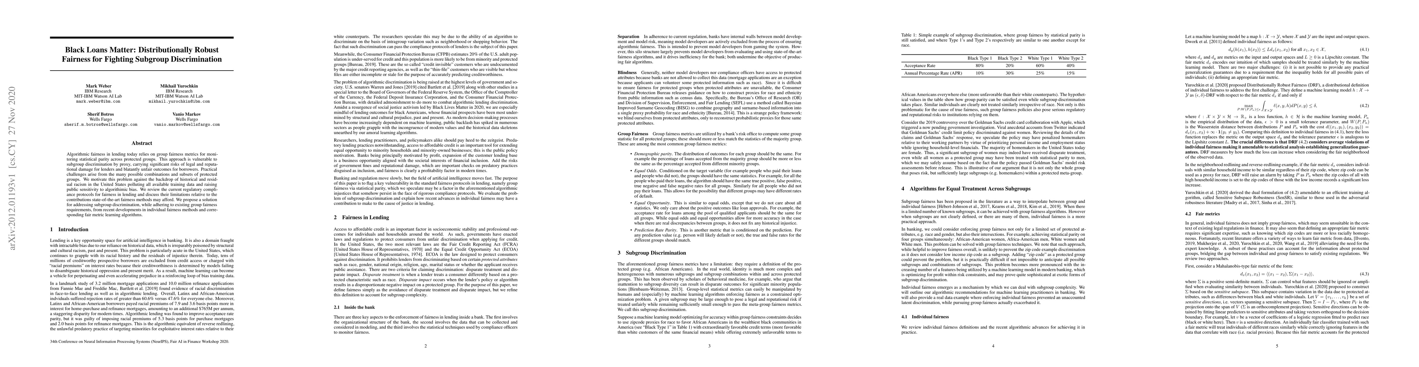 Thumbnail for Black Loans Matter: Distributionally Robust Fairness for Fighting
  Subgroup Discrimination