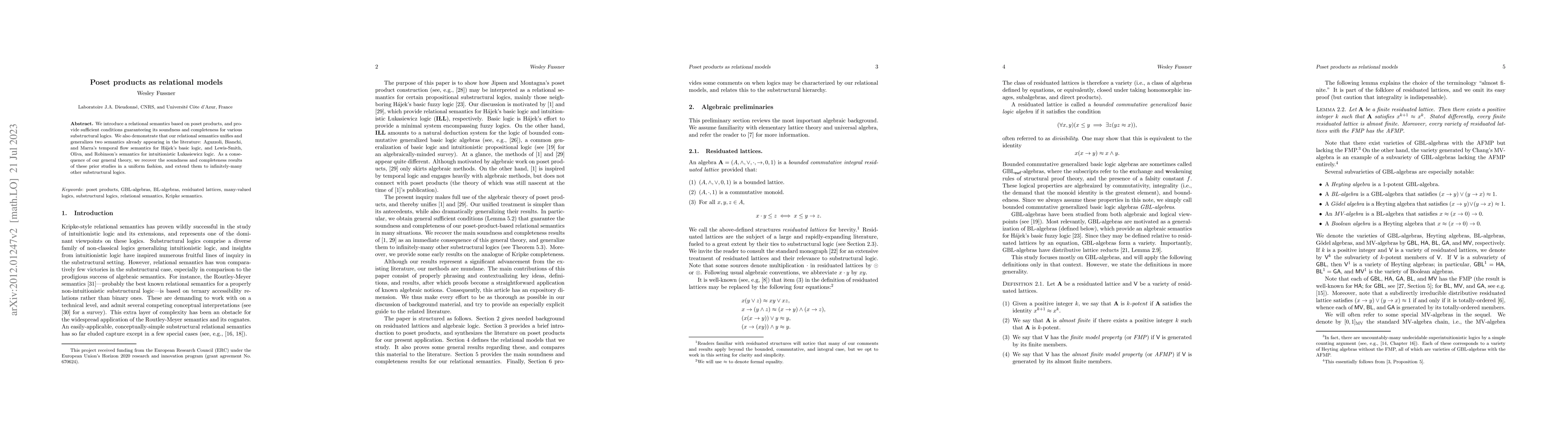 Thumbnail for Poset Products as Relational Models