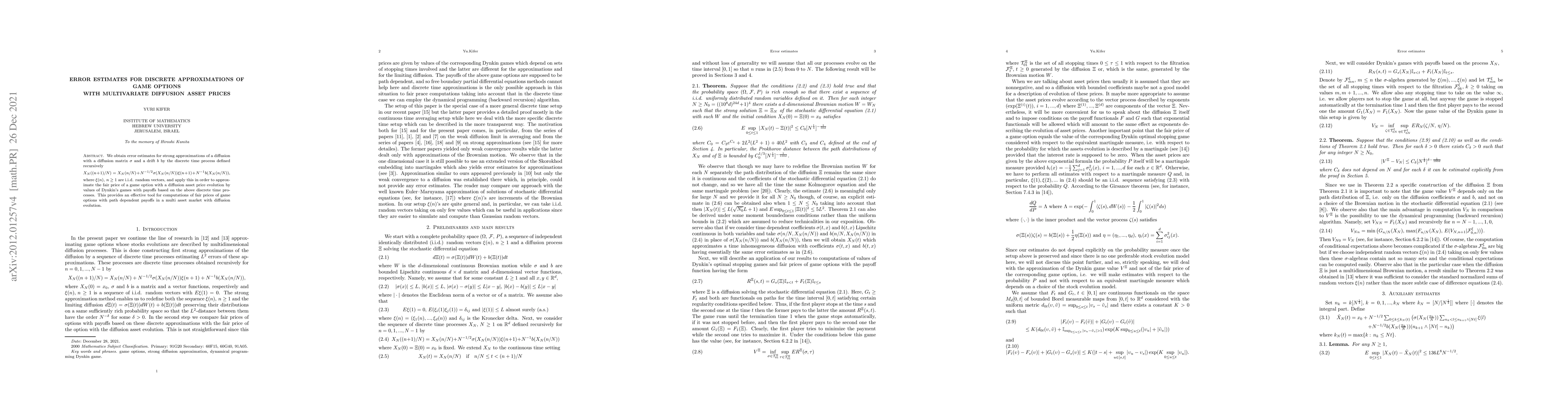 Thumbnail for Error estimates for discrete approximations of game options with
  multivariate diffusion asset prices