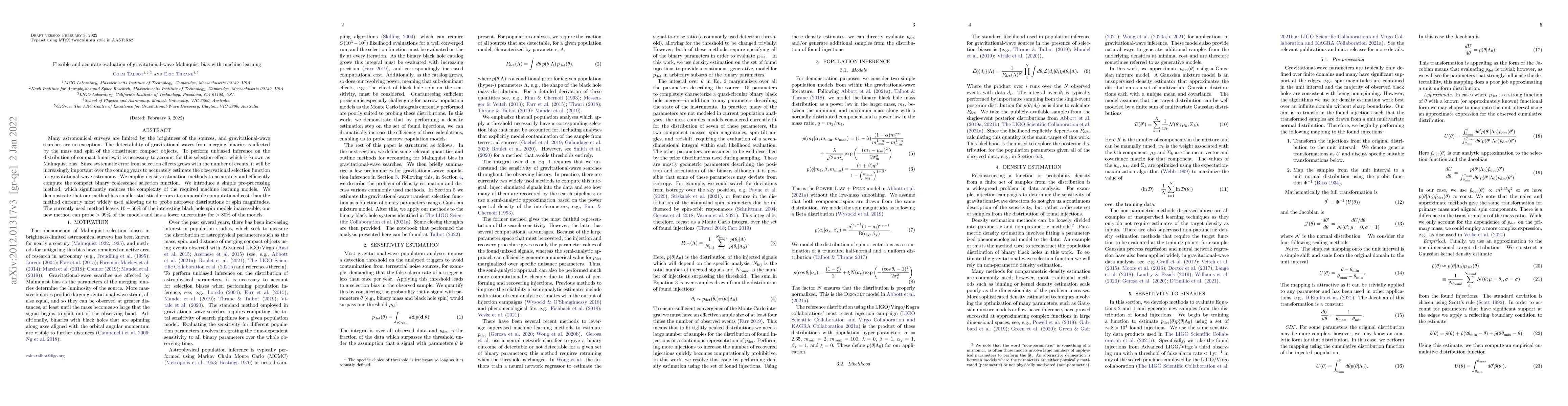 Thumbnail for Fast, flexible, and accurate evaluation of gravitational-wave Malmquist
  bias with machine learning