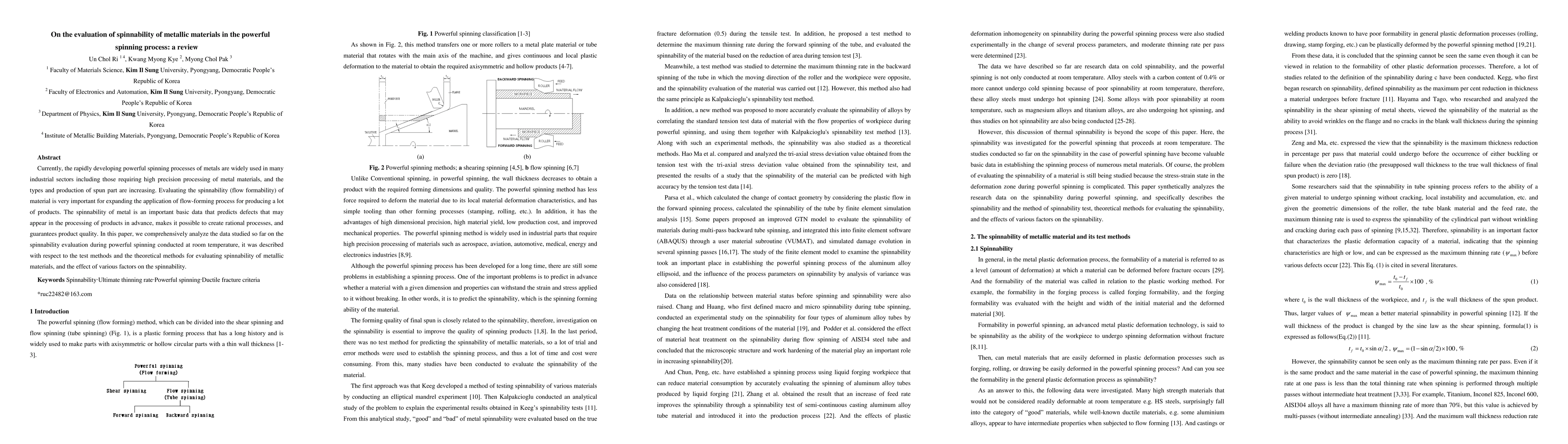 Thumbnail for On the evaluation of spinnability of metallic materials in the powerful
  spinning process: a review