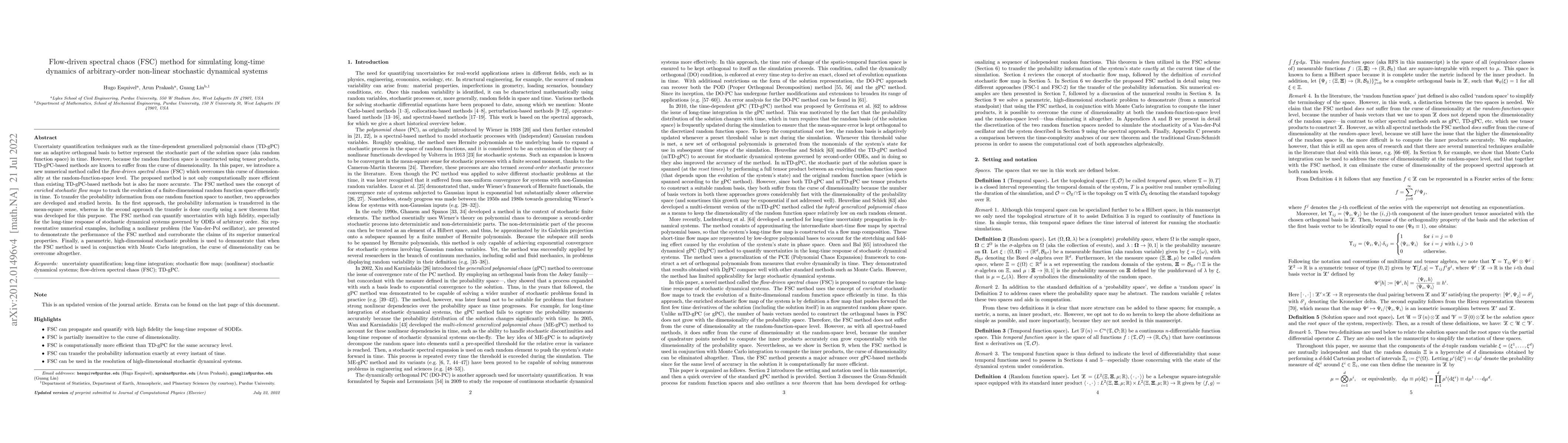 Thumbnail for Flow-driven spectral chaos (FSC) method for simulating long-time
  dynamics of arbitrary-order non-linear stochastic dynamical systems