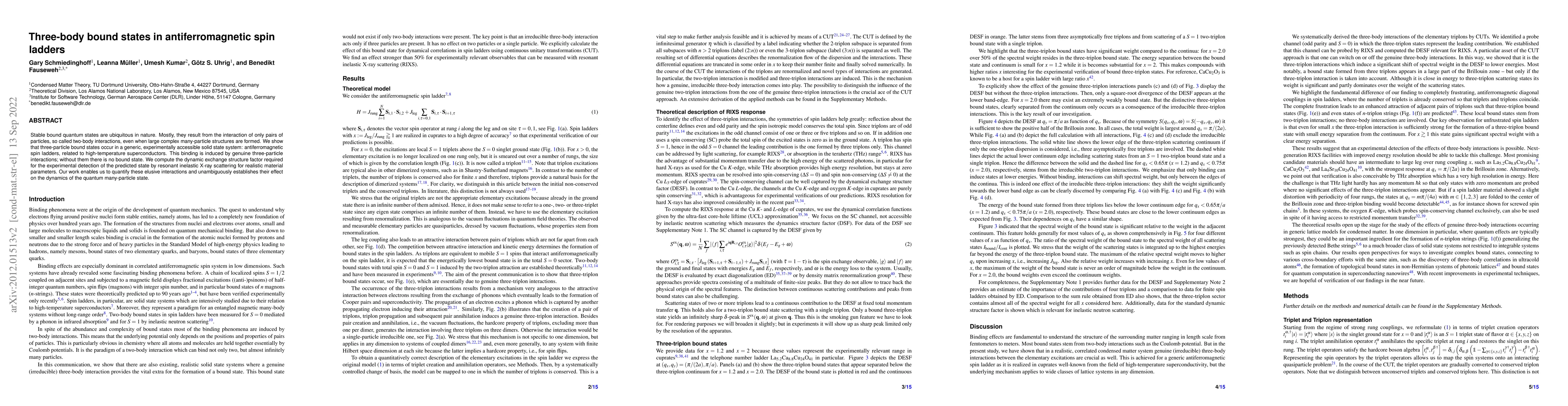 Thumbnail for Three-body bound states in antiferromagnetic spin ladders