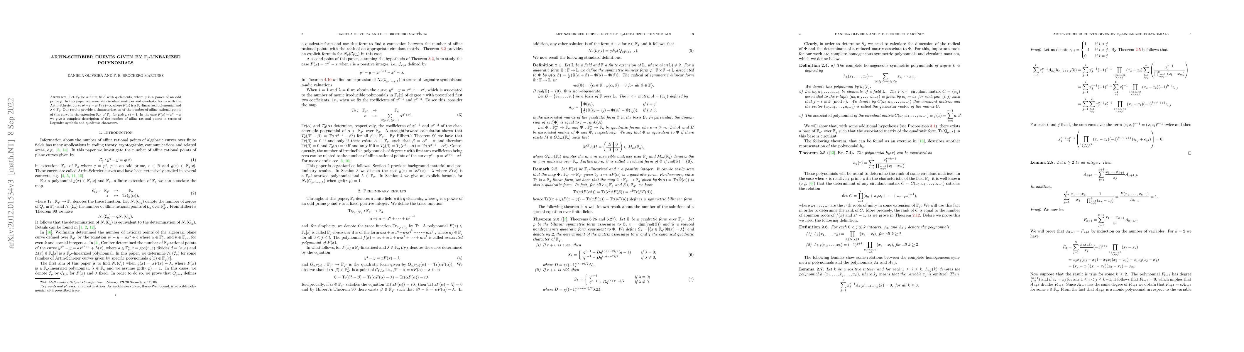 Thumbnail for Artin-Schreier curves given by $\mathbb F_q$-linearized polynomials