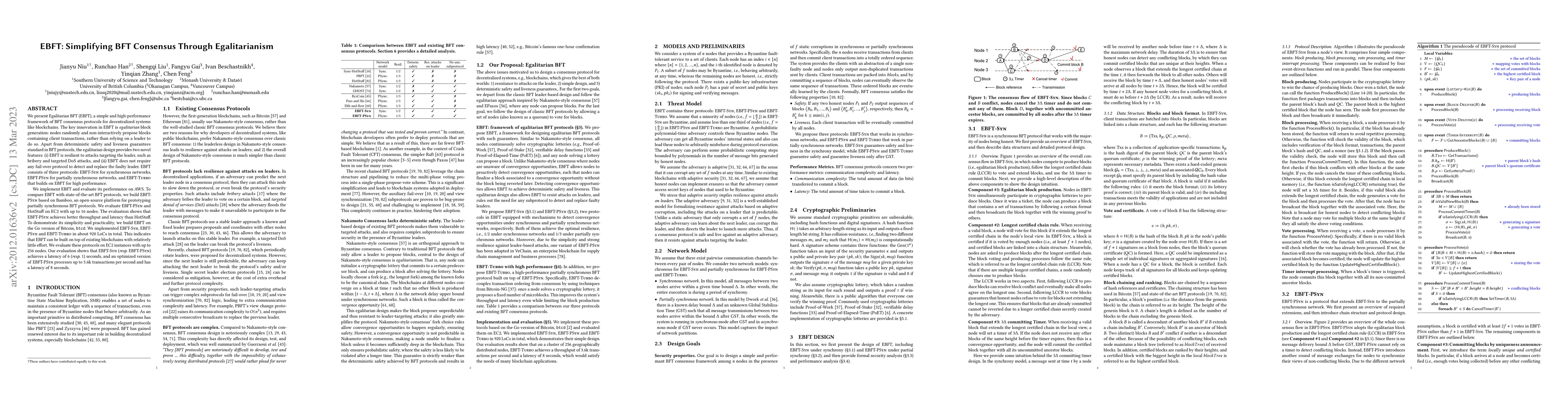 Thumbnail for EBFT: Simplifying BFT Consensus Through Egalitarianism