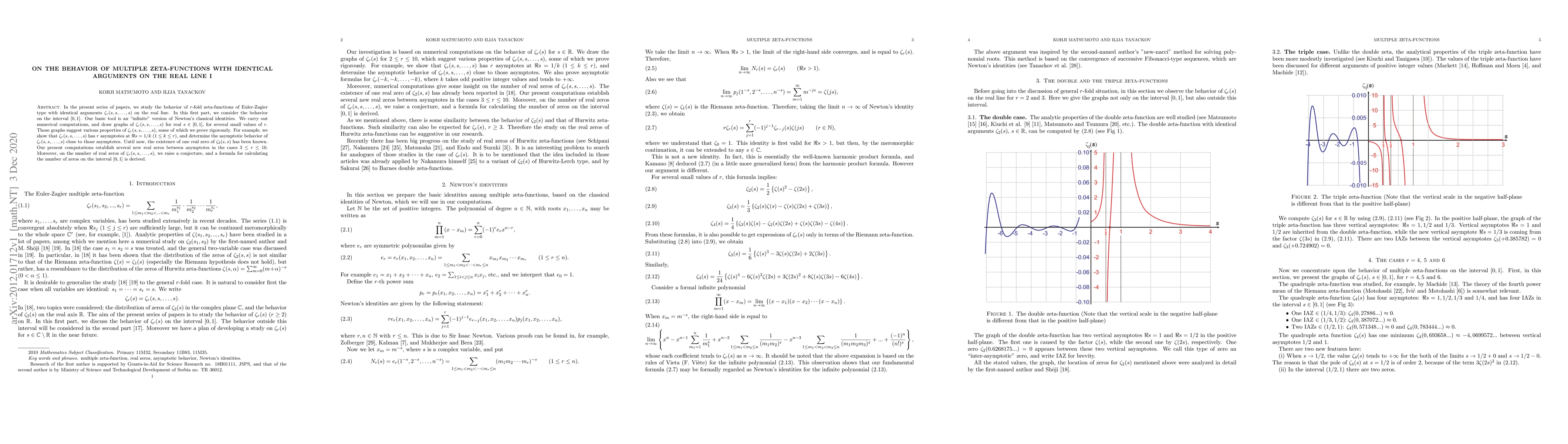 Thumbnail for On the behavior of multiple zeta-functions with identical arguments on
  the real line I