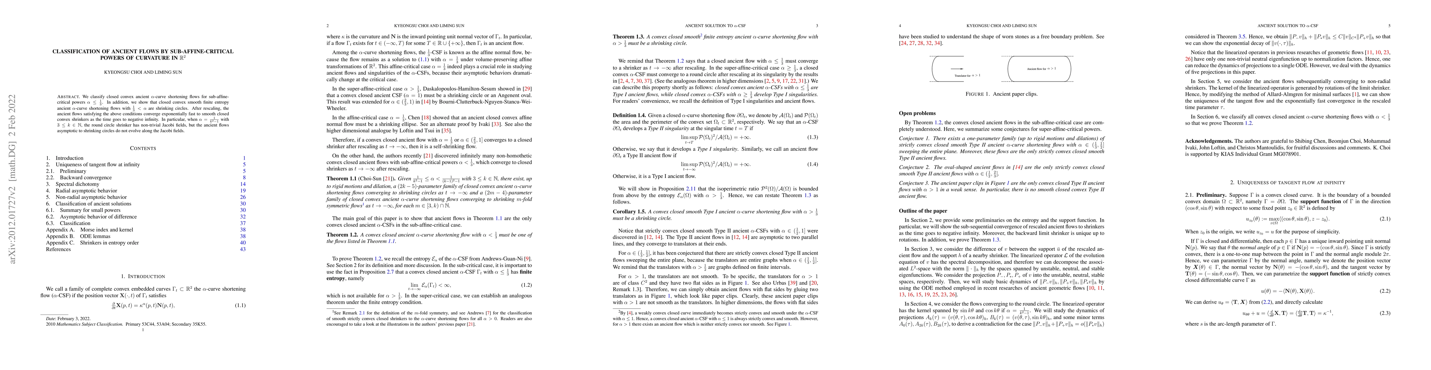 Thumbnail for Classification of ancient flows by sub-affine-critical powers of
  curvature in $\mathbb{R}^2$