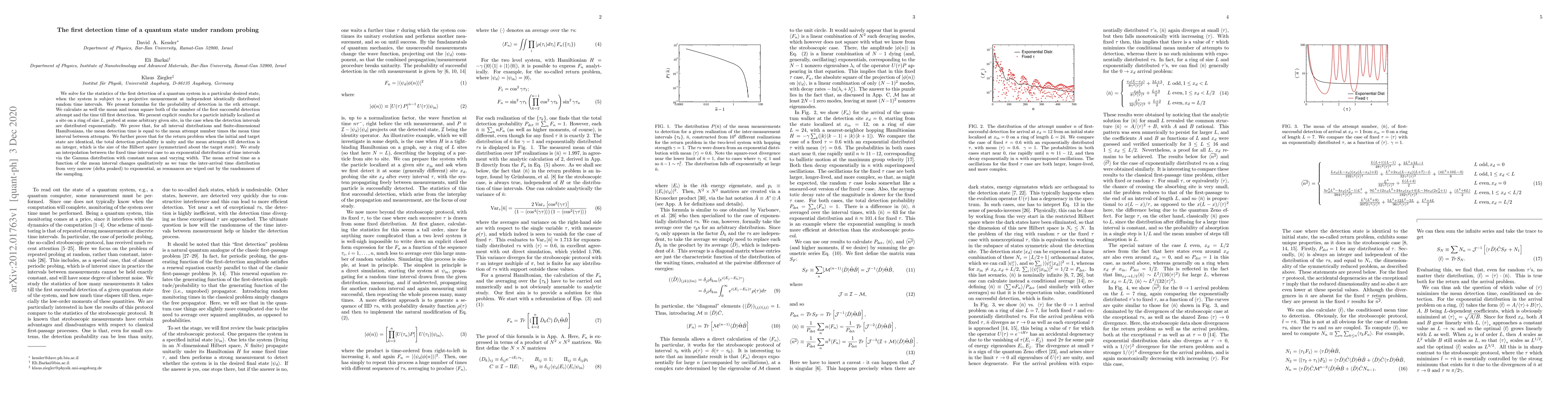 Thumbnail for The first detection time of a quantum state under random probing