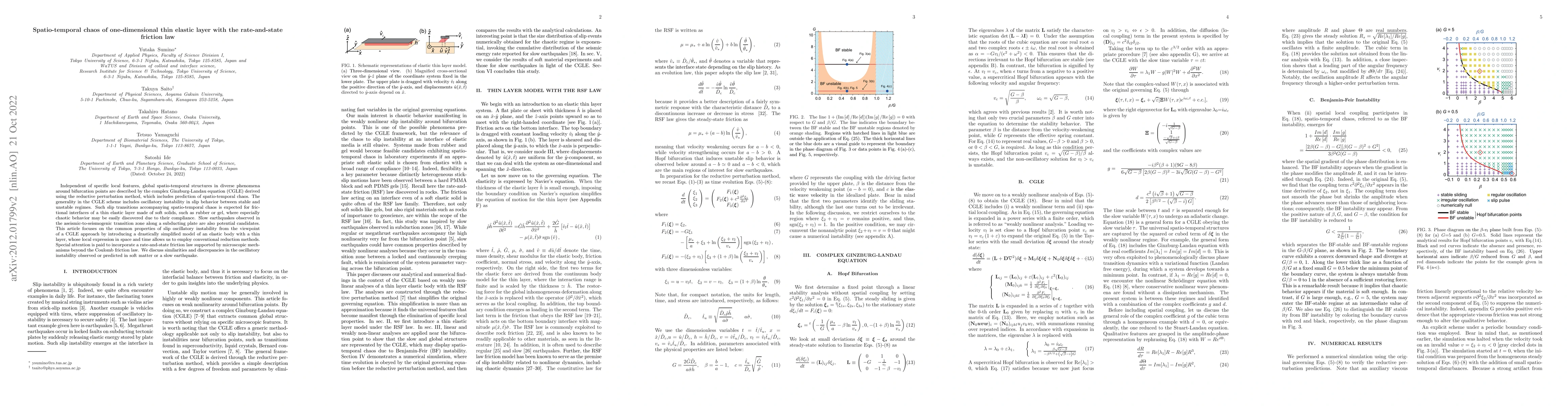 Thumbnail for Spatio-temporal chaos of one-dimensional thin elastic layer with the
  rate-and-state friction law